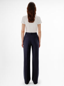 Another Tomorrow Slight Flare Trouser in Navy – Wool Women's Trousers