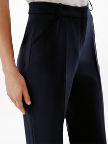 Another Tomorrow Slight Flare Trouser in Navy – Wool Women's Trousers