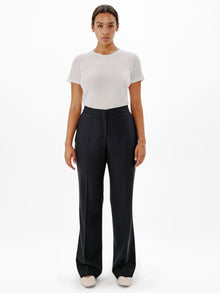 Another Tomorrow Slight Flare Trouser in Black – Wool Women's Trousers