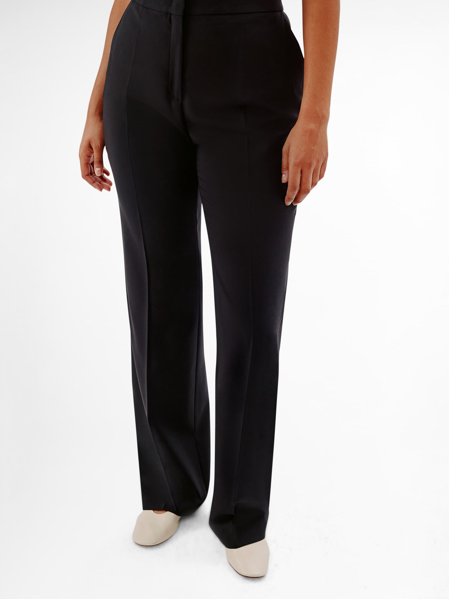 Another Tomorrow Slight Flare Trouser in Black – Wool Women's Trousers