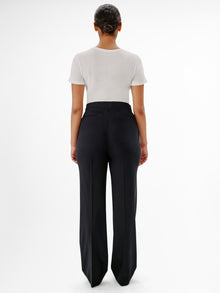 Another Tomorrow Slight Flare Trouser in Black – Wool Women's Trousers