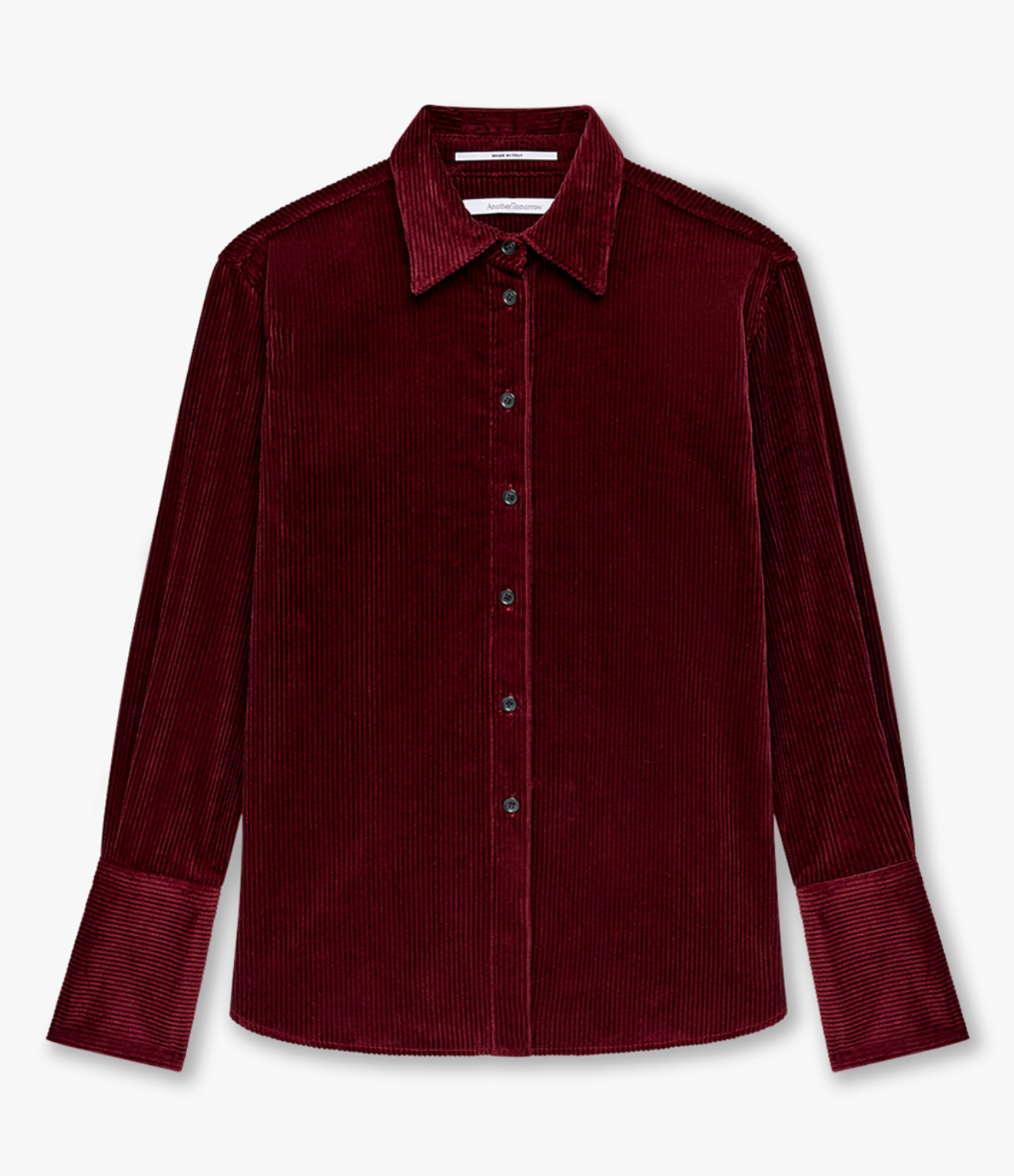 Another Tomorrow Corduroy Mens Shirt in Aubergine – Cotton