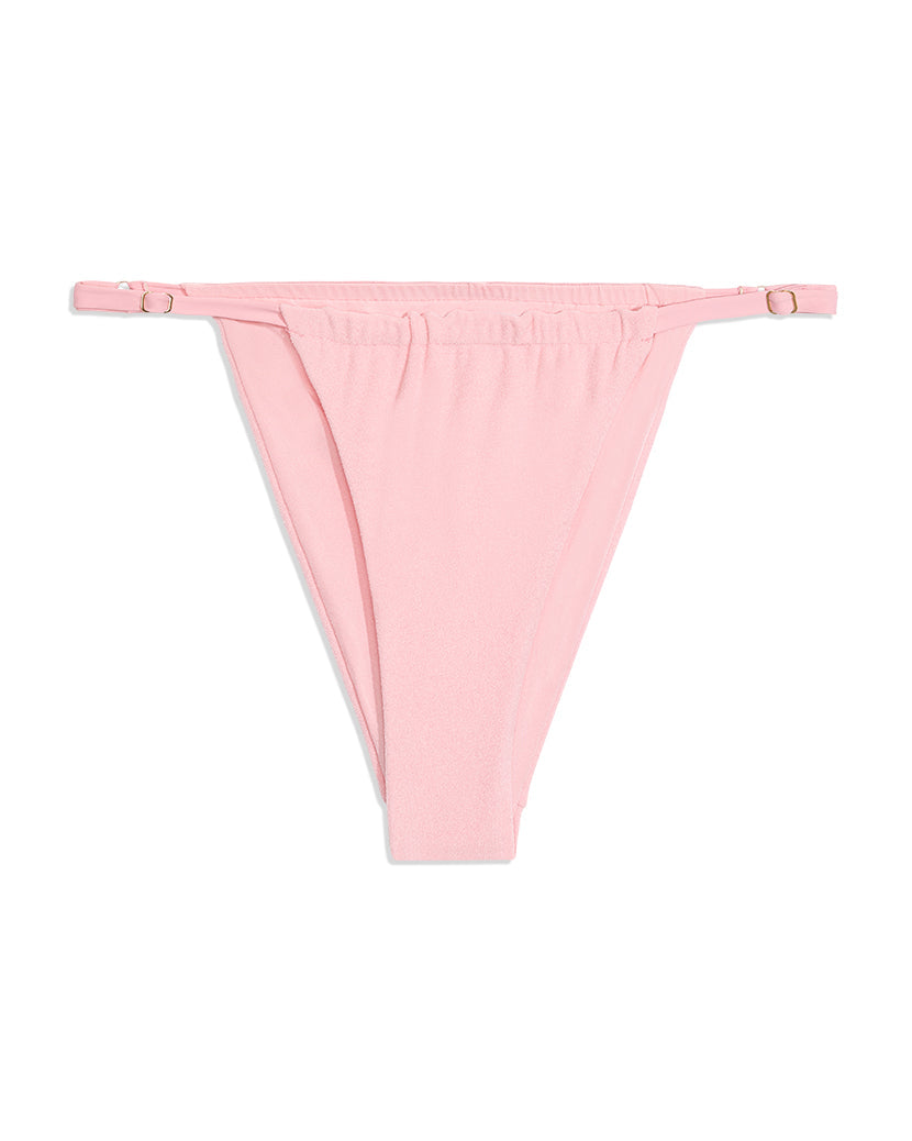 Adjustable Ruched Towel Terry Bikini Bottom | Baby Pink