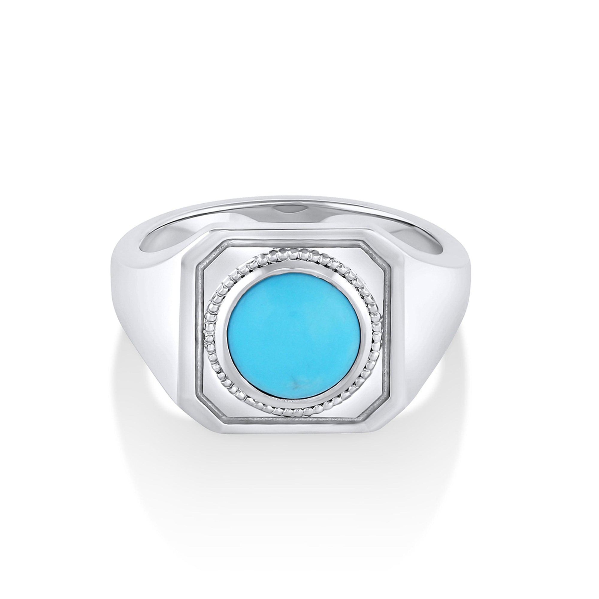 Women | Aegean Turquoise Signet Ring | 14k White Gold