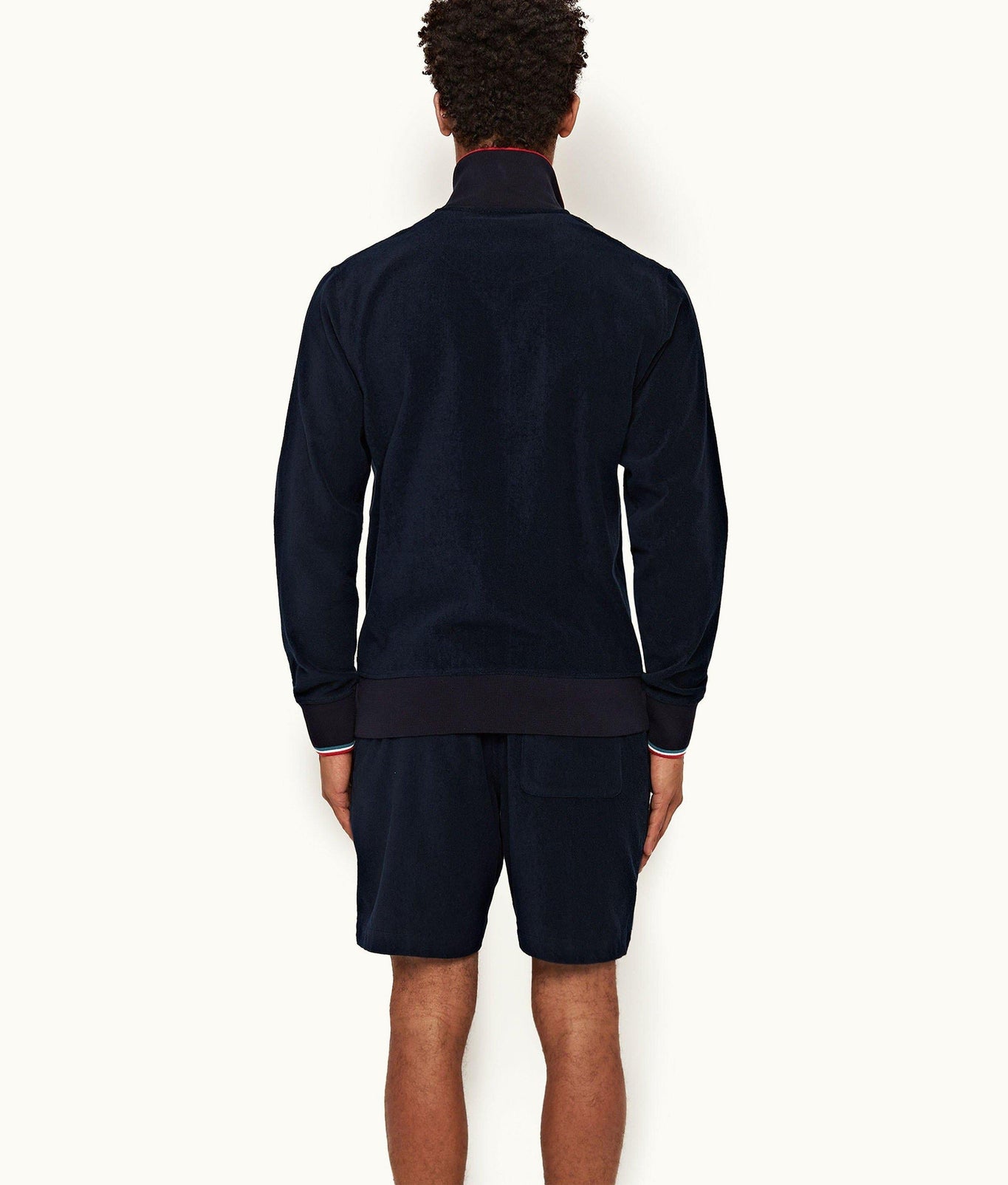 Afador Towelling O.B Stripe Tipping Towelling Sweat Shorts | Navy