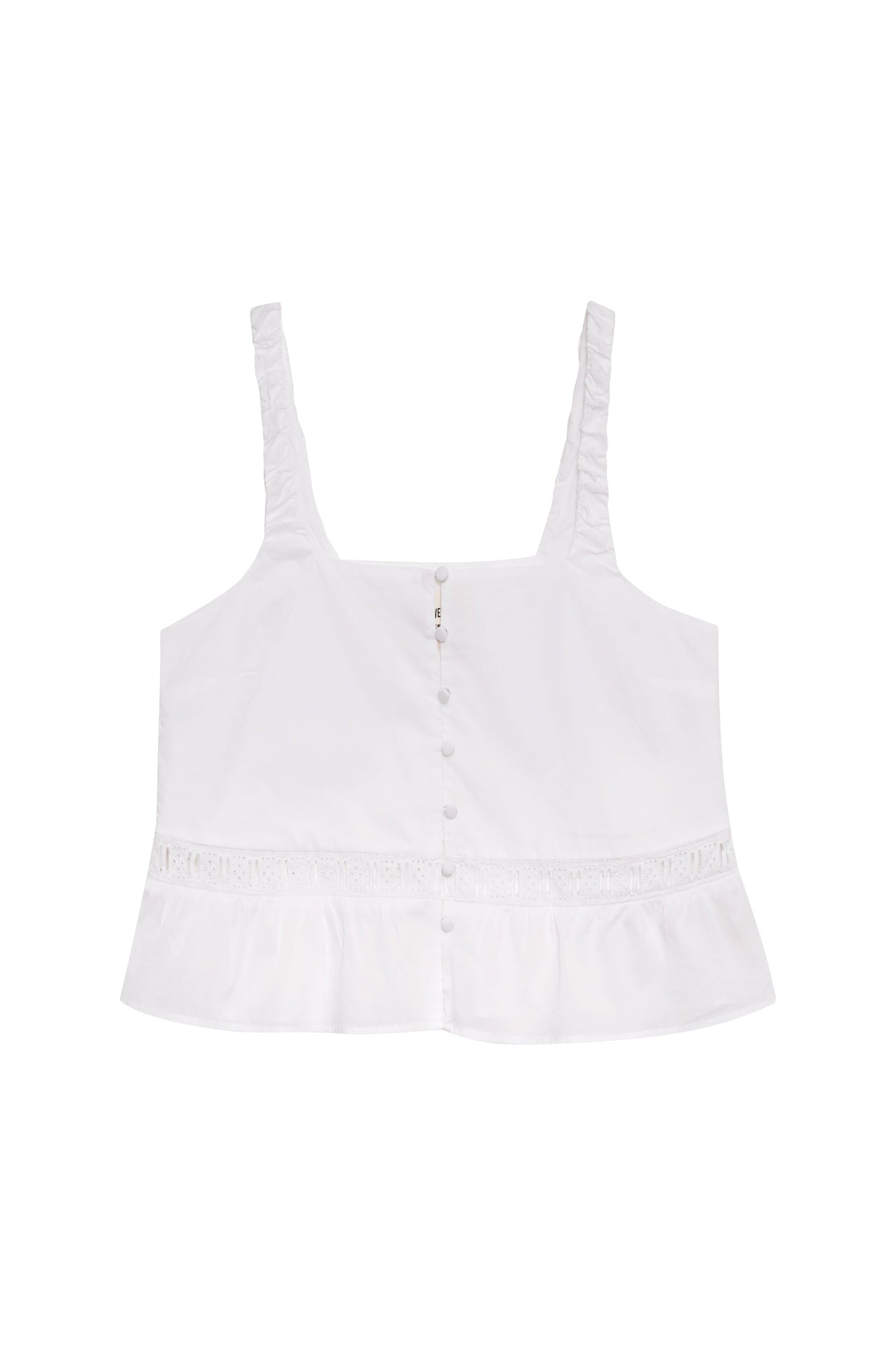 Airy poplin buttoned top white