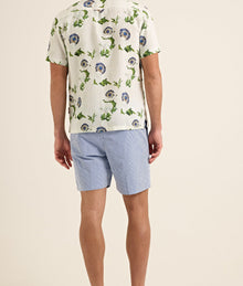 Alex Gingham Relaxed Fit Fine Gingham Drawcord Shorts | Blue/White