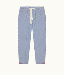 Alex Seersucker Seersucker Relaxed Fit Drawcord Trousers | Blueberry/White Stripe