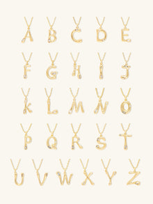 Alphabet Bubble Necklace | 5A Grade Cubic Zirconia | 14K Gold Plated Brass