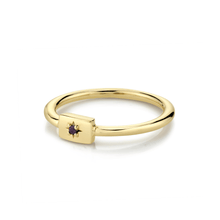 Women | Amethyst Plate Ring – February | 14k Yellow Gold