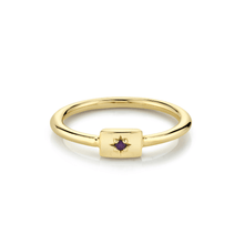 Women | Amethyst Plate Ring – February | 14k Yellow Gold