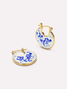 Ana Luisa Earrings Hoop Earrings Enamel Earrings Hana Marble Blue Gold