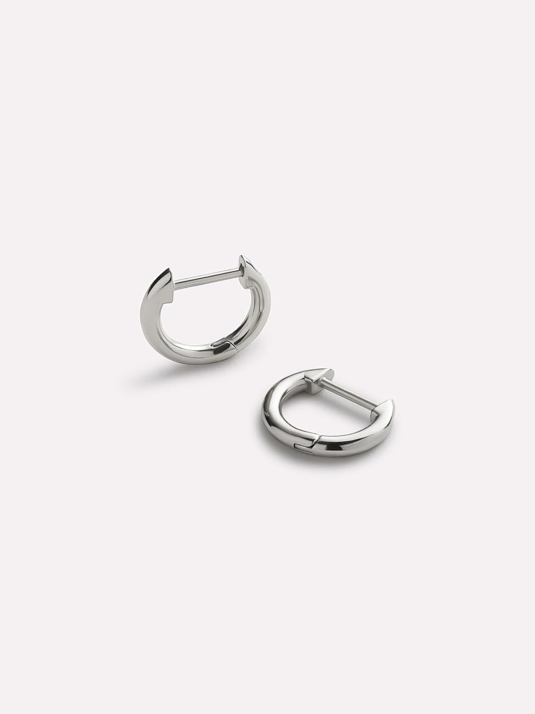 Sterling Silver | Mini Huggie Hoops | Rhodium Plated