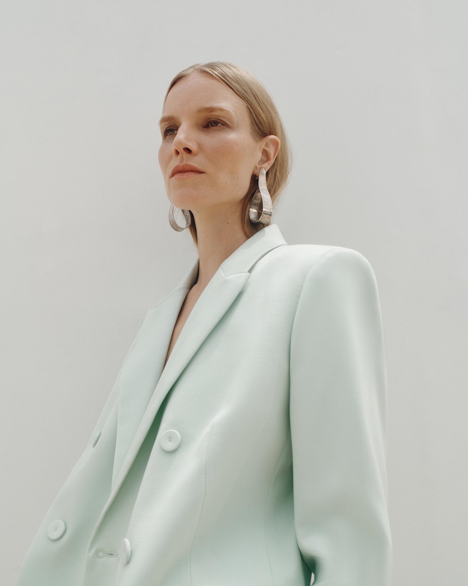Another Tomorrow Double-Breasted Jacket in Julep – Wool Women's Jacket