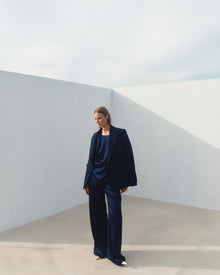 Another Tomorrow Oversized Double Breasted Jacket in Indigo – Wool Women's Jacket