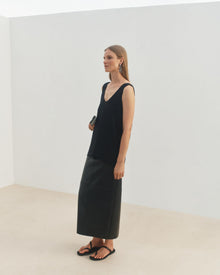 Another Tomorrow Seamed Pencil Skirt in Black – Bio Leather Women's Skirt