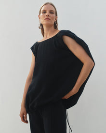Another Tomorrow Drawstring Top in Black – Lyocell Women's Top