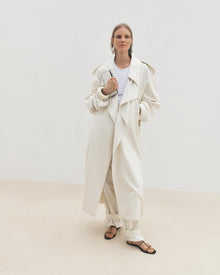 Another Tomorrow Tab Trouser in Off White – Cotton Women's Trousers