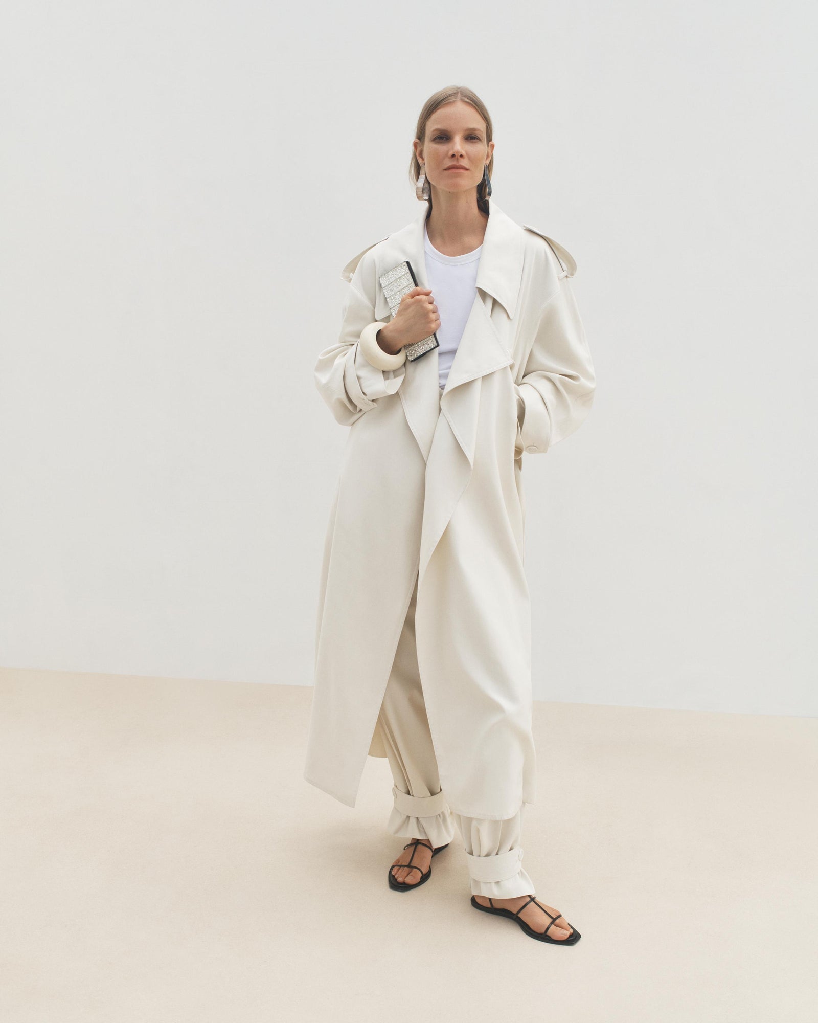 Another Tomorrow Tab Trouser in Off White – Cotton Women's Trousers