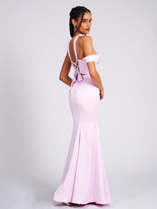 Ivona Halter Neck Double Duchess Satin Gown | Mauve