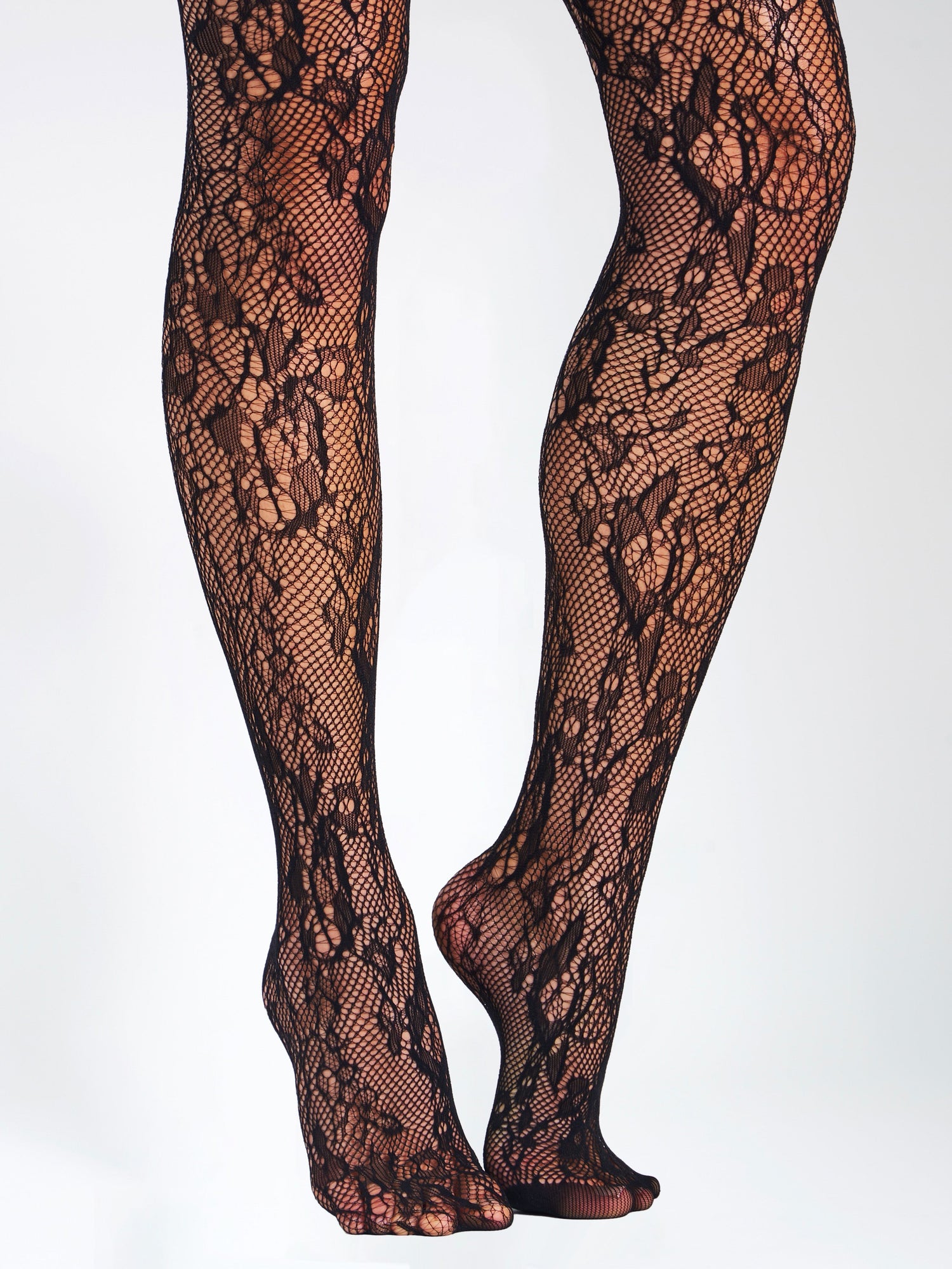 Miss Circle Lace Floral Print Tights | Black