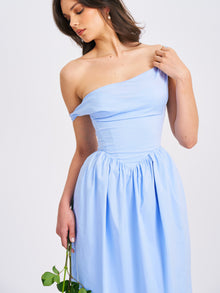 Reina Drop Waist Corset Midi Dress | Blue