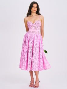 Lorena Lace Drop Waist Midi Sundress | Pink