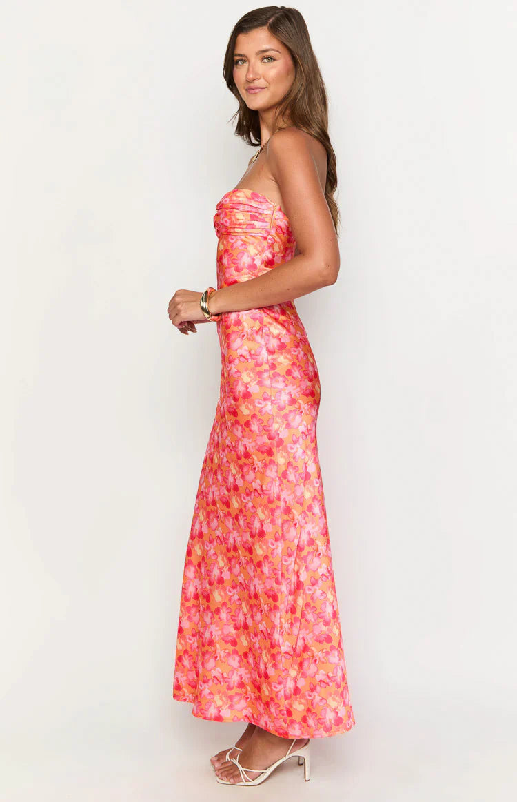 Ashley Formal Maxi Dress | Pink And Orange Floral