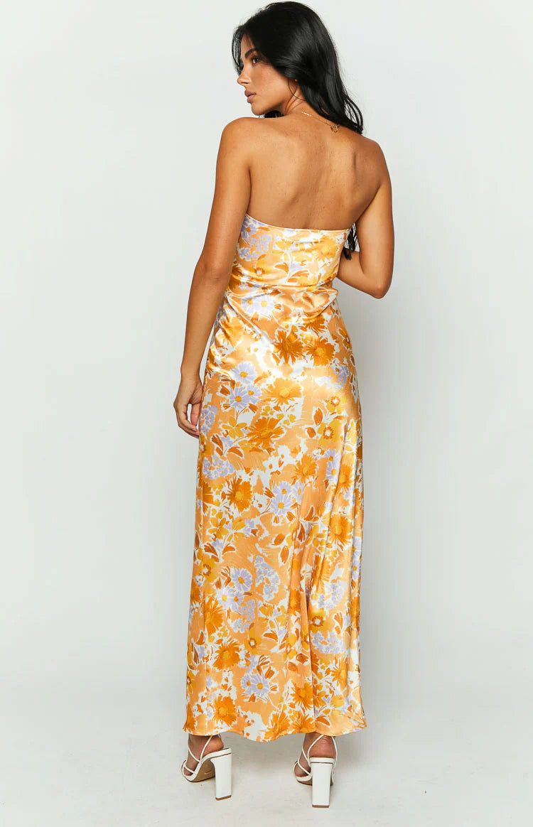 Ashley Floral Formal Maxi Dress | Orange
