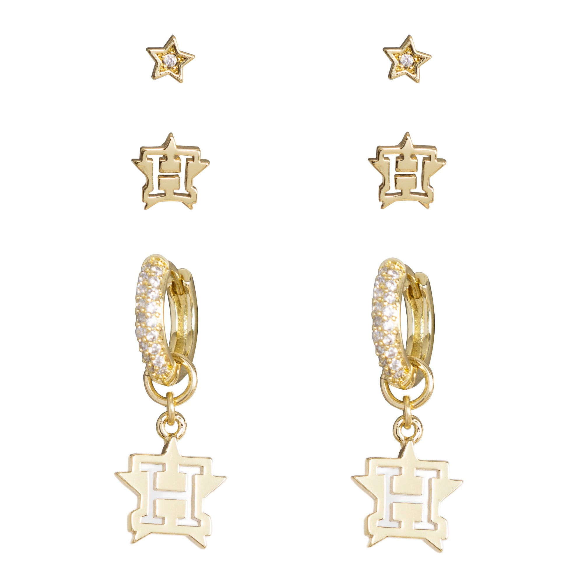 Bijoux Sport by Luv Aj MLB Logo Huggie Earring Set | Houston Astros | Gold
