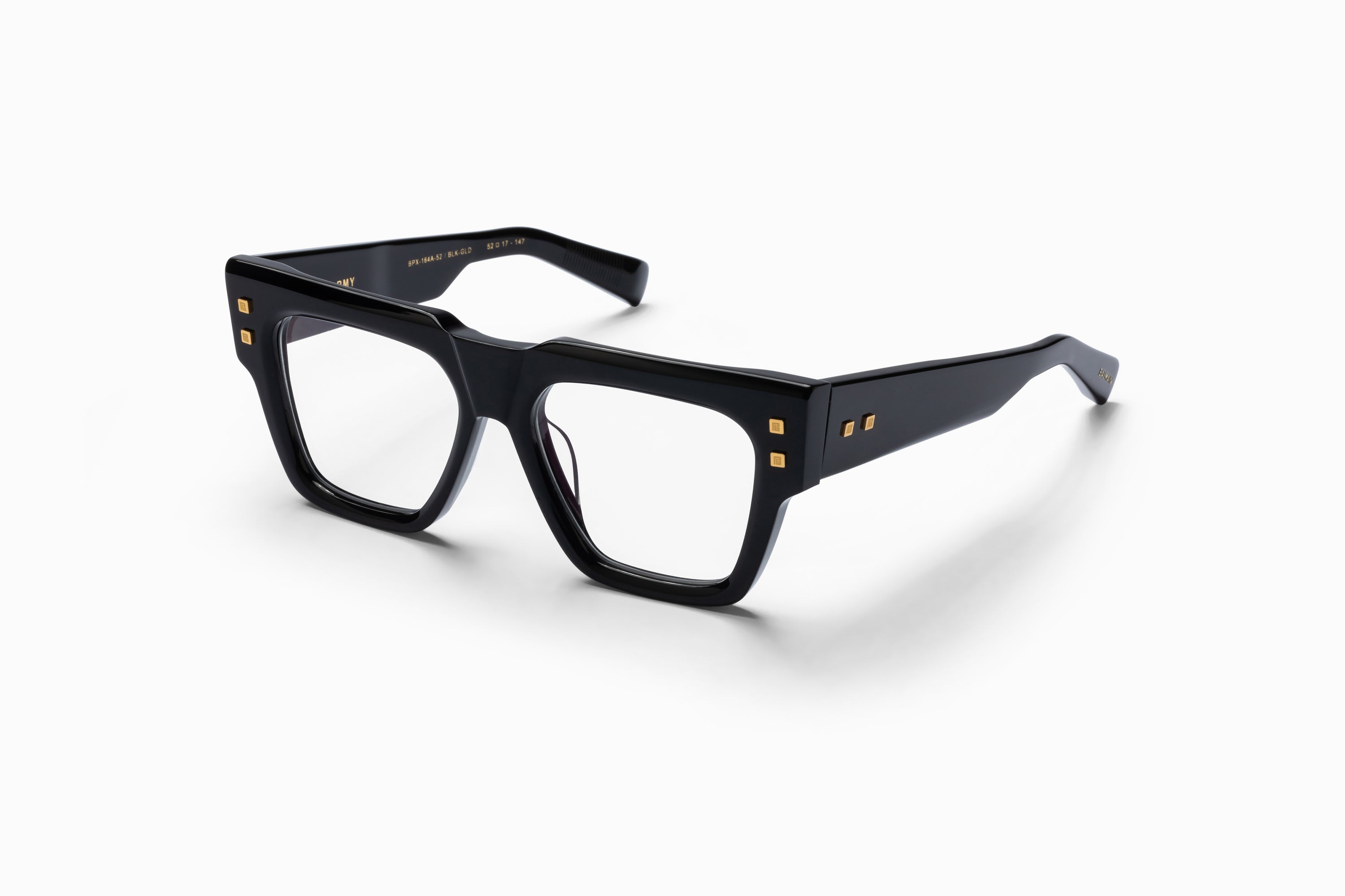 Unisex | B - Army Optical | Black - 18k Gold - Clear Lenses | Clear