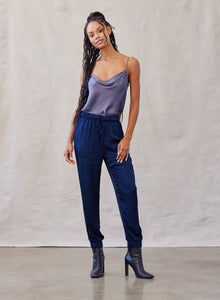 High Waist Silky Jogger - Dark Lake