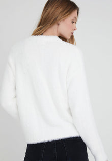 Fuzzy Sweater Cardigan - Winter White