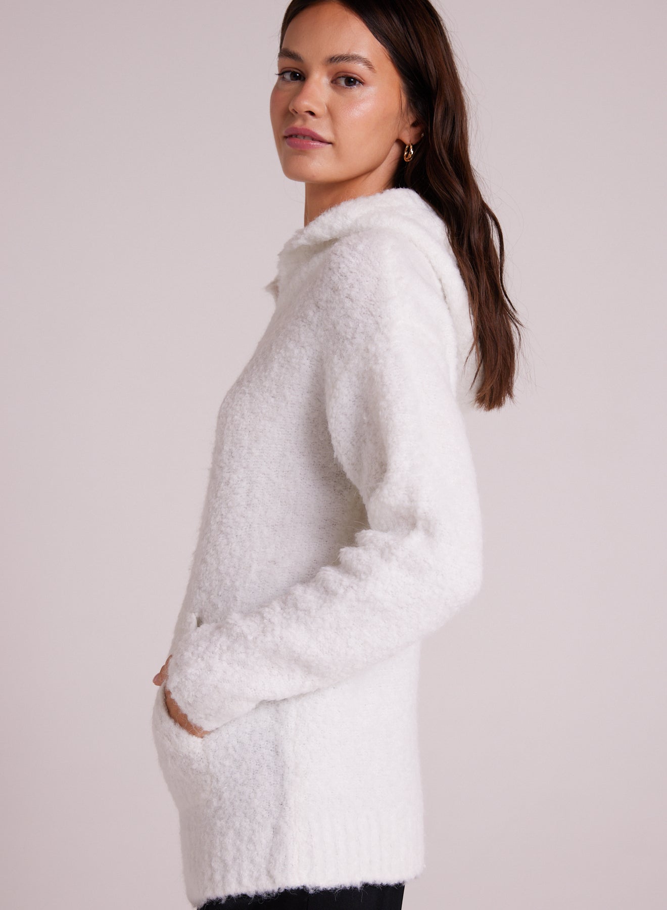 Slouchy Hoodie Sweater - Winter White