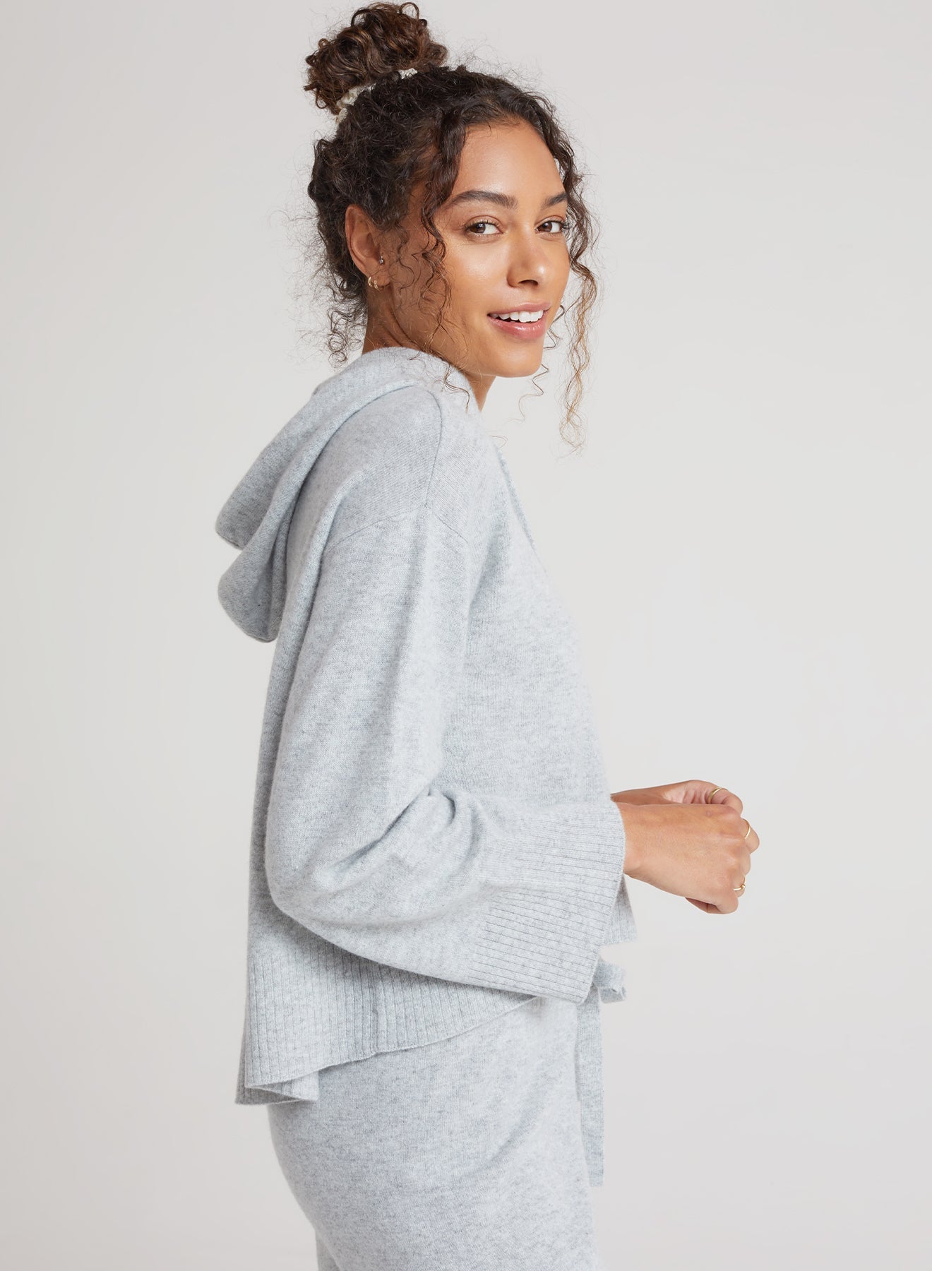 Cashmere Sweater Hoodie - Medium Heather Grey