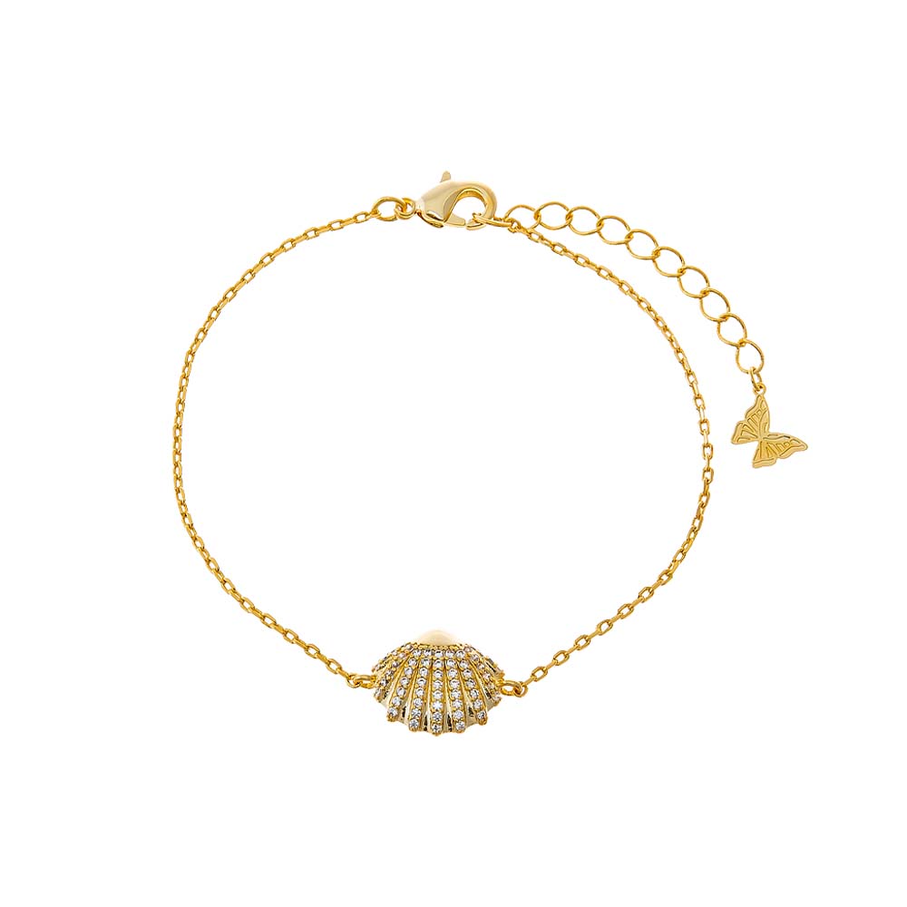 Gold Pav√© Seashell Bracelet - Adina's Jewels