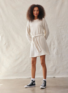 Crew Neck Mini Sweater Dress - Heather Oat