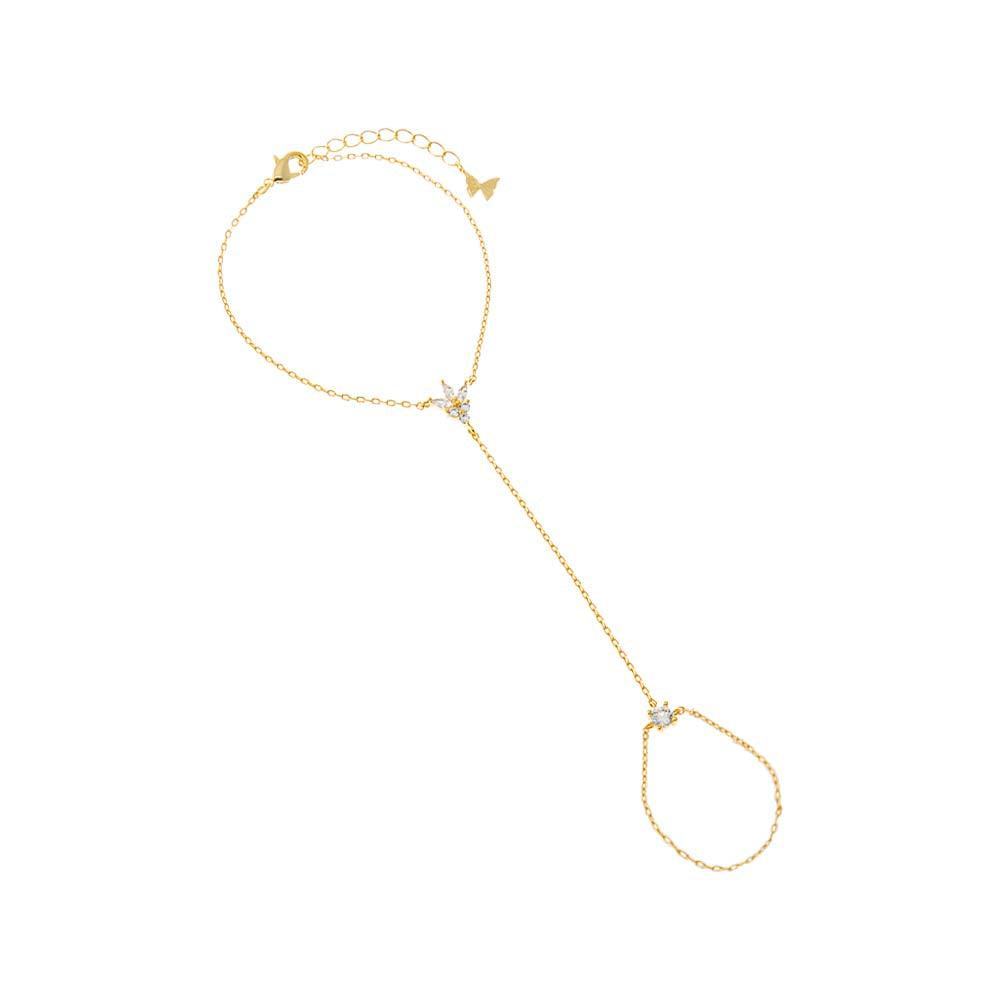 Gold CZ Marquise Cluster Hand Chain - Adina's Jewels