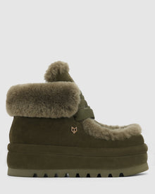 Womens | Bambi Suede/Shearling Boot | Dark Olive