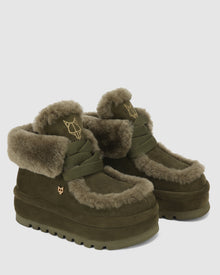 Womens | Bambi Suede/Shearling Boot | Dark Olive