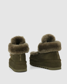 Womens | Bambi Suede/Shearling Boot | Dark Olive