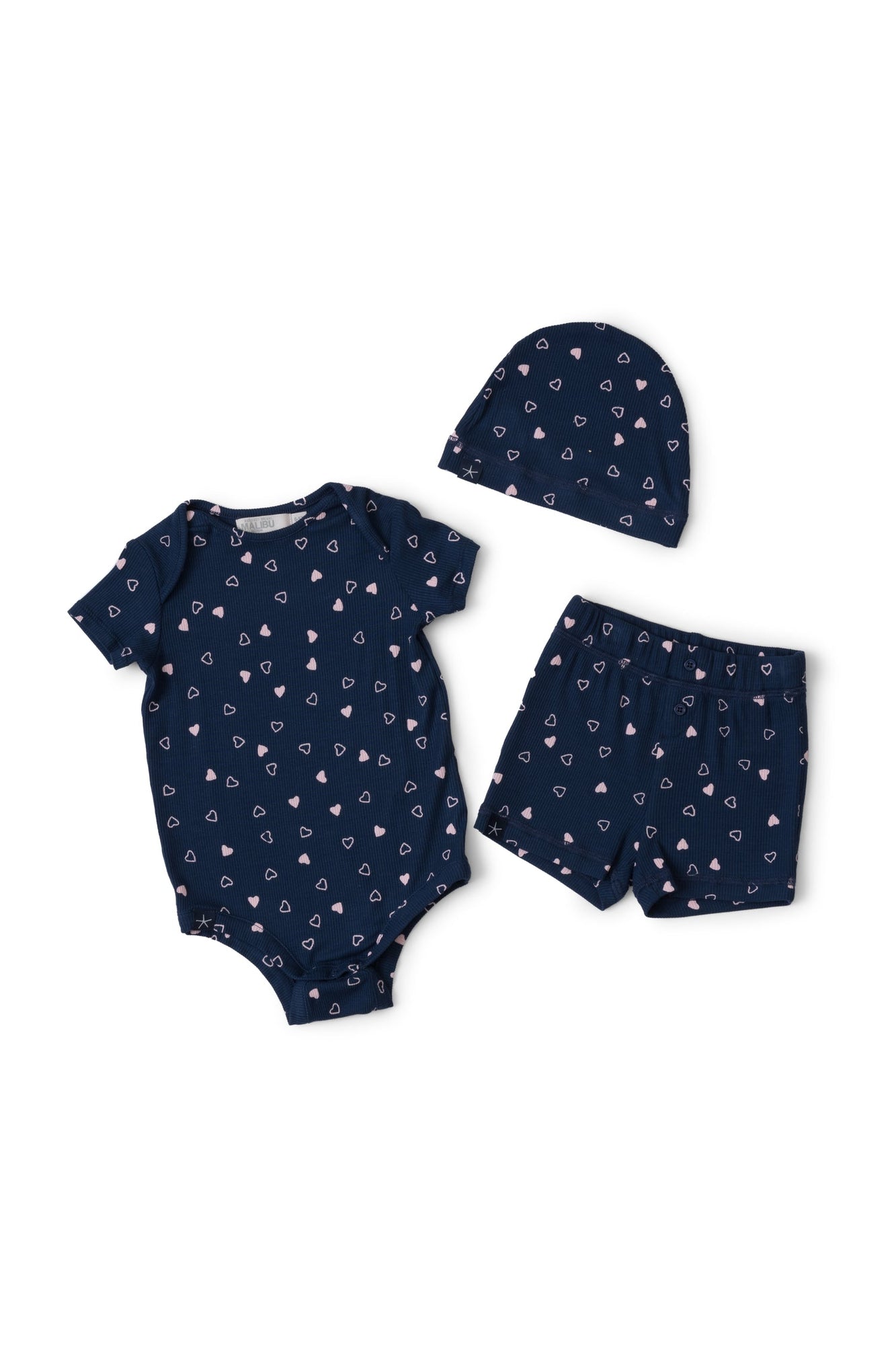 Baby | Ultra Soft Rib Set | Marine/Pink Peonie