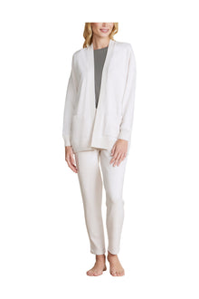 Womens | Malibu Collection Brushed Fleece Sweater Mix Cardigan | Sand Dune