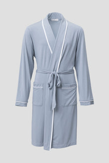 Youth | Malibu Collection Soft Jersey Piped Robe | Moonbeam/White