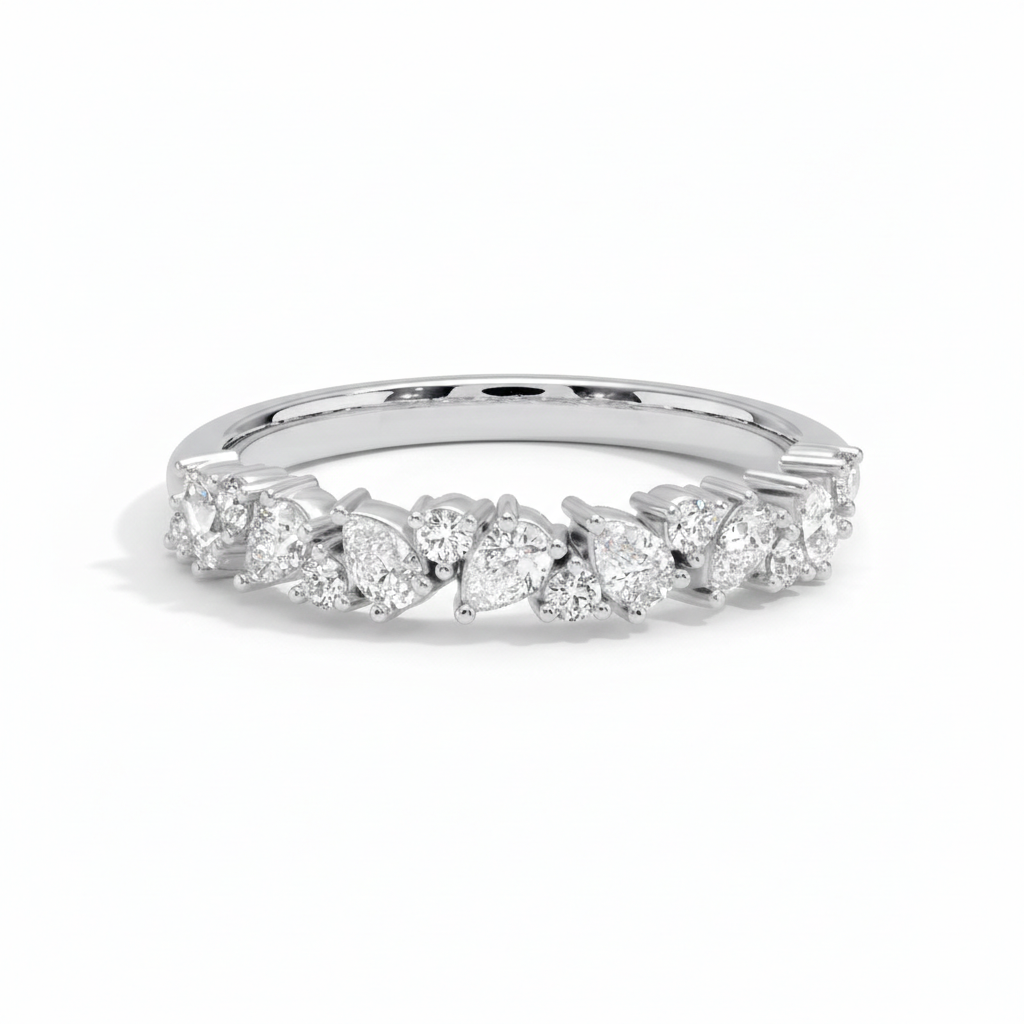 0.50 CT Pear/Round Natural Diamond | Fashion Ring | Platinum | G Color | SI2 Clarity
