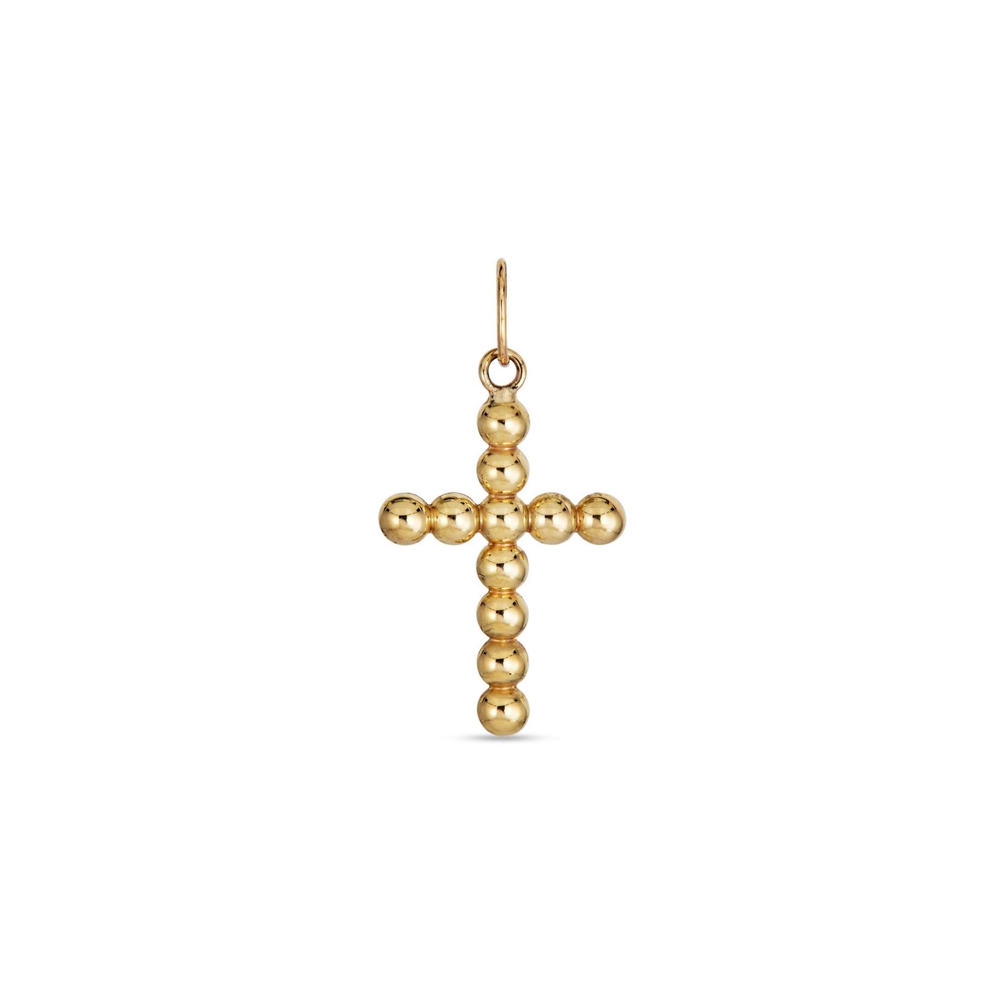 Beaded Cross Charm | 10K Yellow Gold