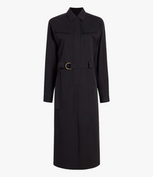 Another Tomorrow Belted Utility Dress in Black – Cotton Women's Dress