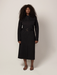 Another Tomorrow Belted Utility Dress in Black – Cotton Women's Dress