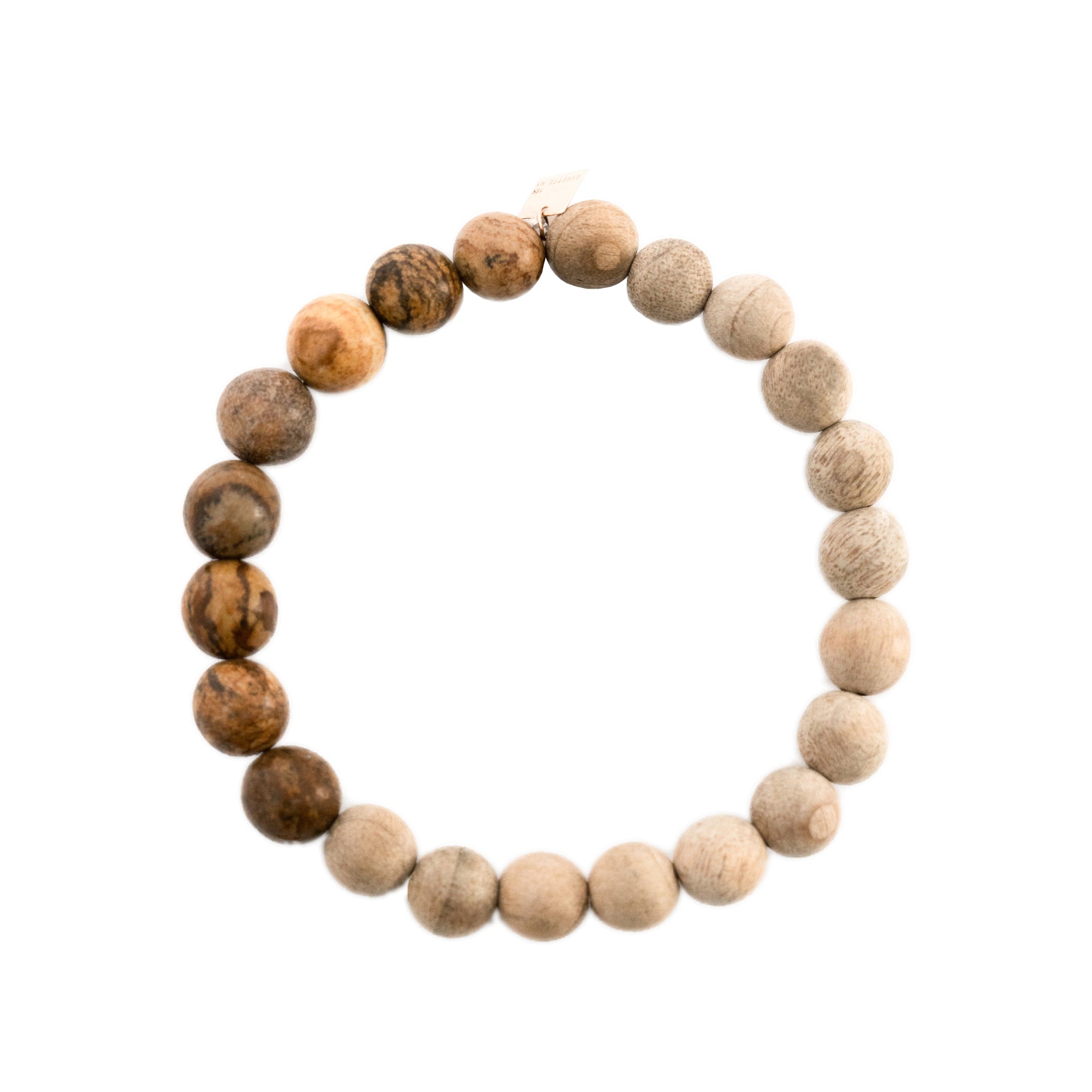 Heal Picture Jasper & Wood Bead Bracelet | 18K Rose Gold