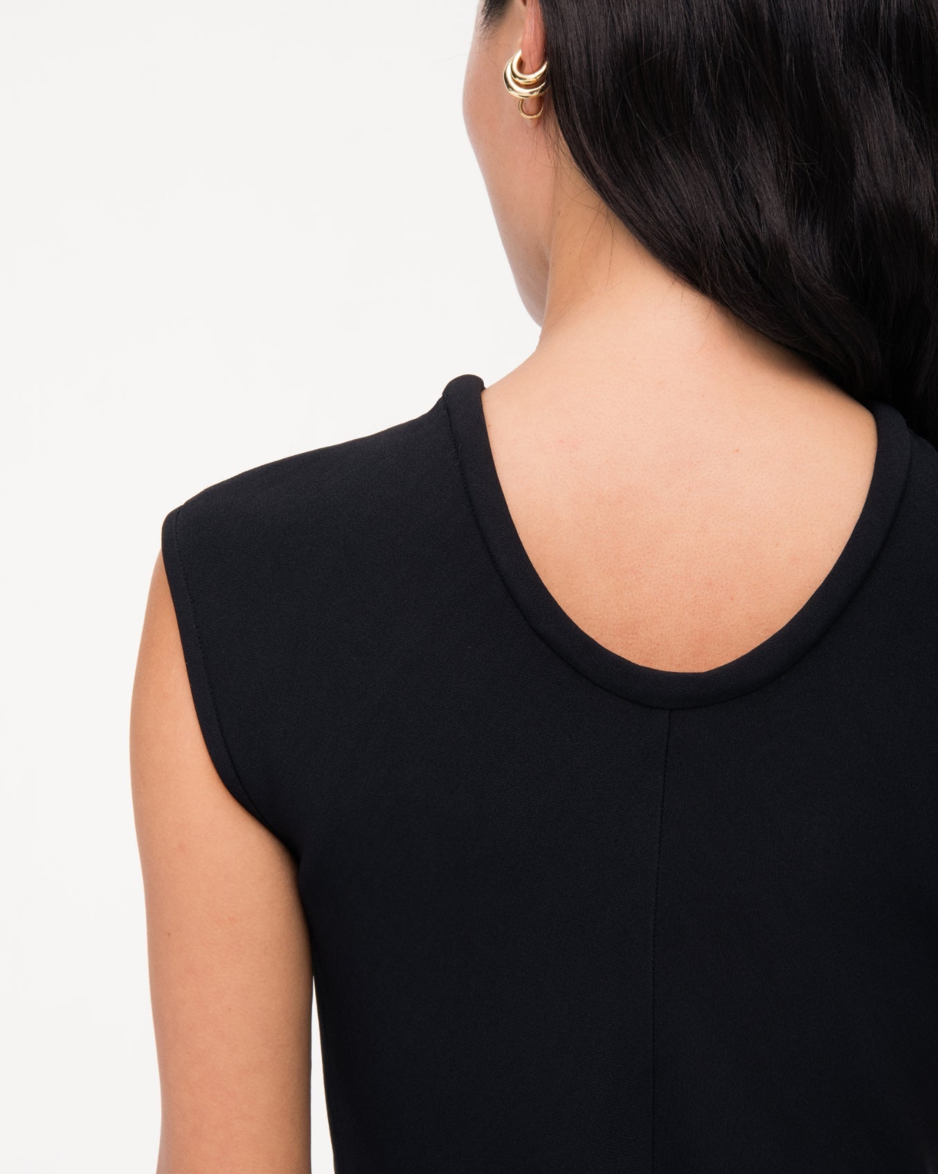 Another Tomorrow Bias Belted Dress in Black – Crêpe Women's Dress